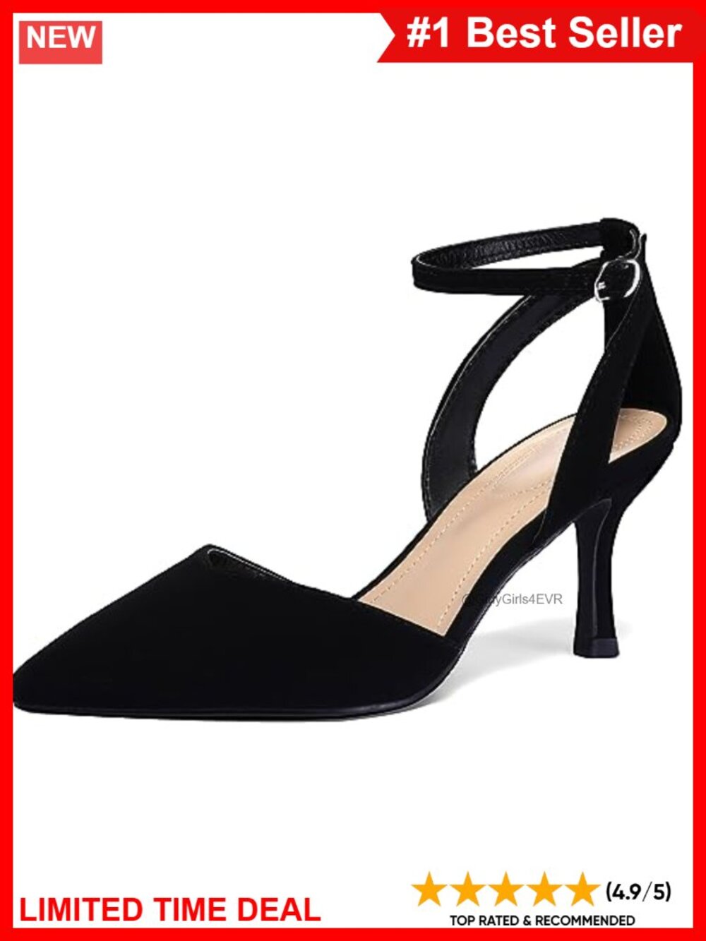 Women's Closed Toe Kitten Heels Dress Pumps Ankle Strap Low Heel